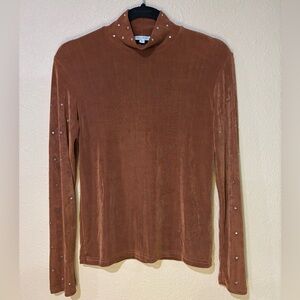 Womens bedazzled mesh long sleeve top hobby horse